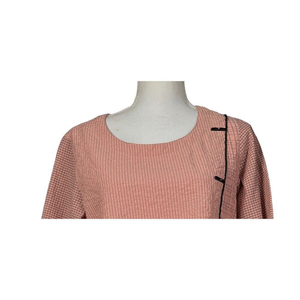 Ali Miles Tunic Size Small Pink Black 3/4 Sleeves Buttons Lagenlook Artsy Work - Picture 4 of 12